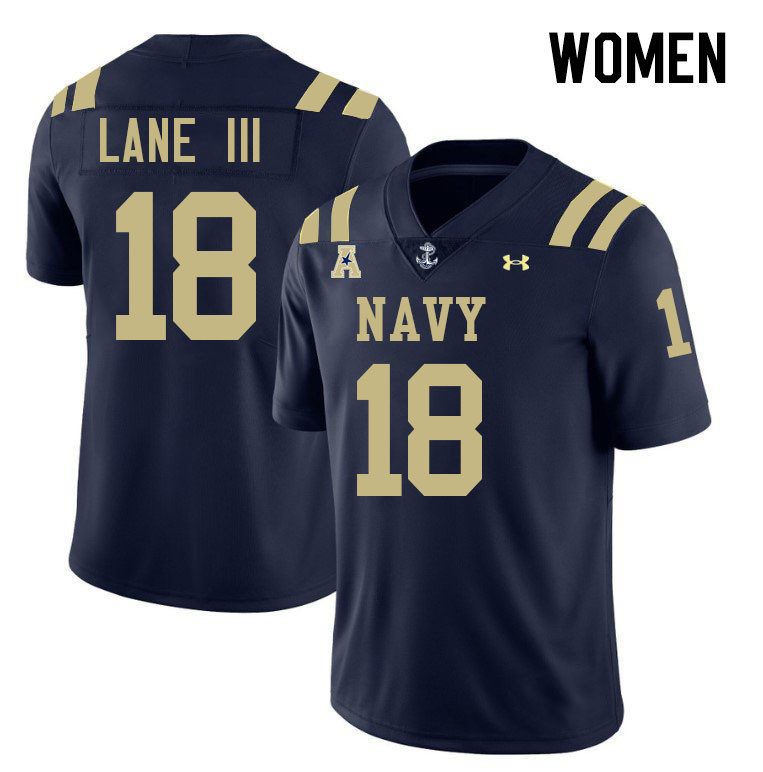 Women Navy Midshipmen #18 Rayuan Lane III College Football Jerseys Stitched-Navy